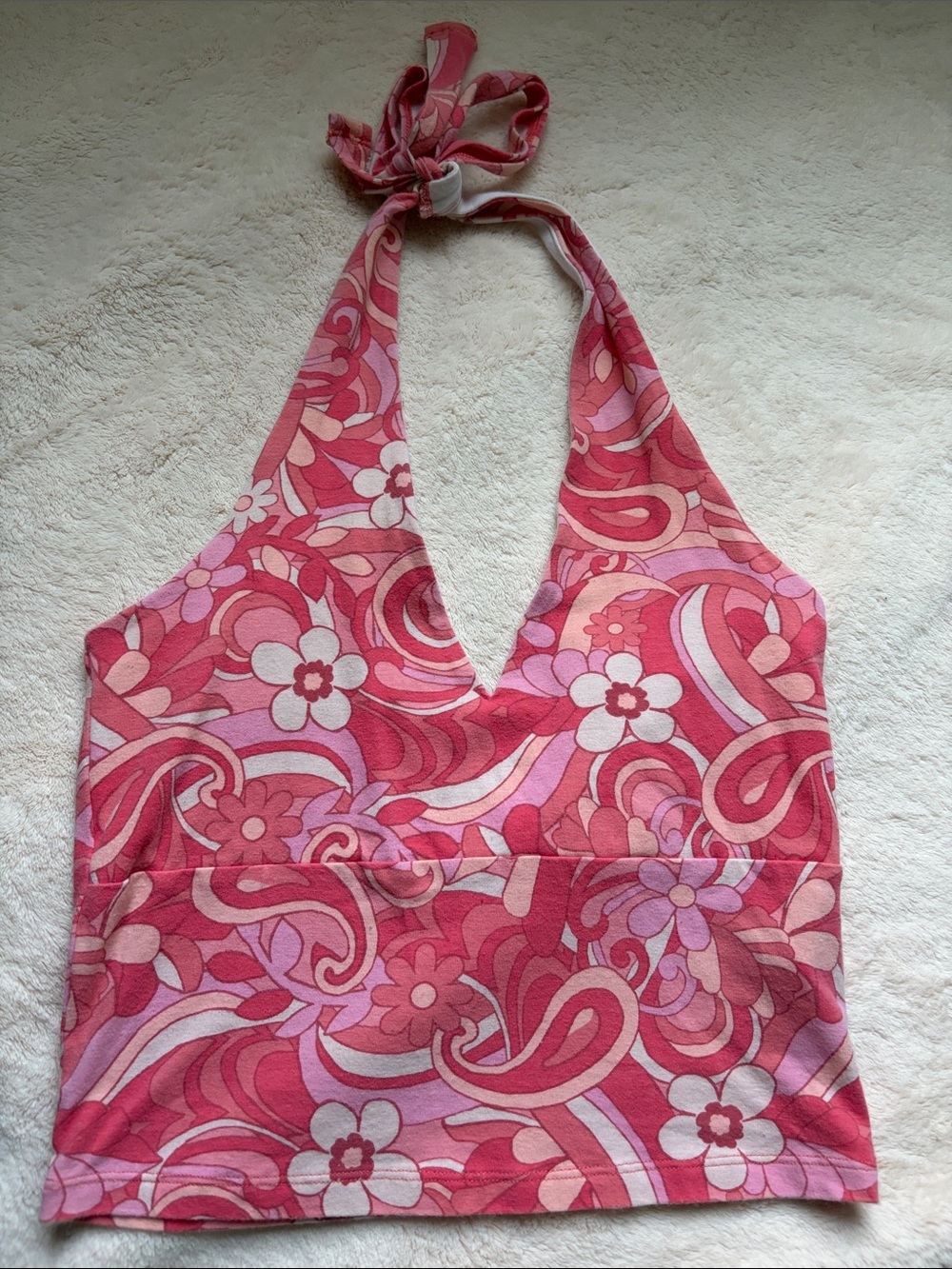 Hollister Pink Floral Paisley Halter Top